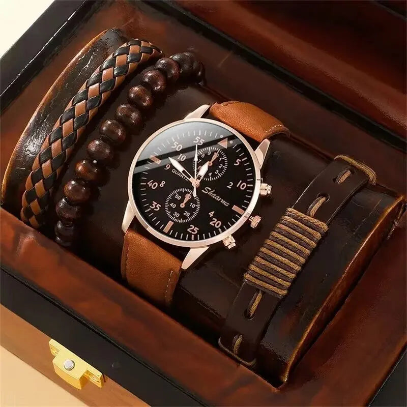Novo conjunto de relógios masculinos de luxo, pulseiras