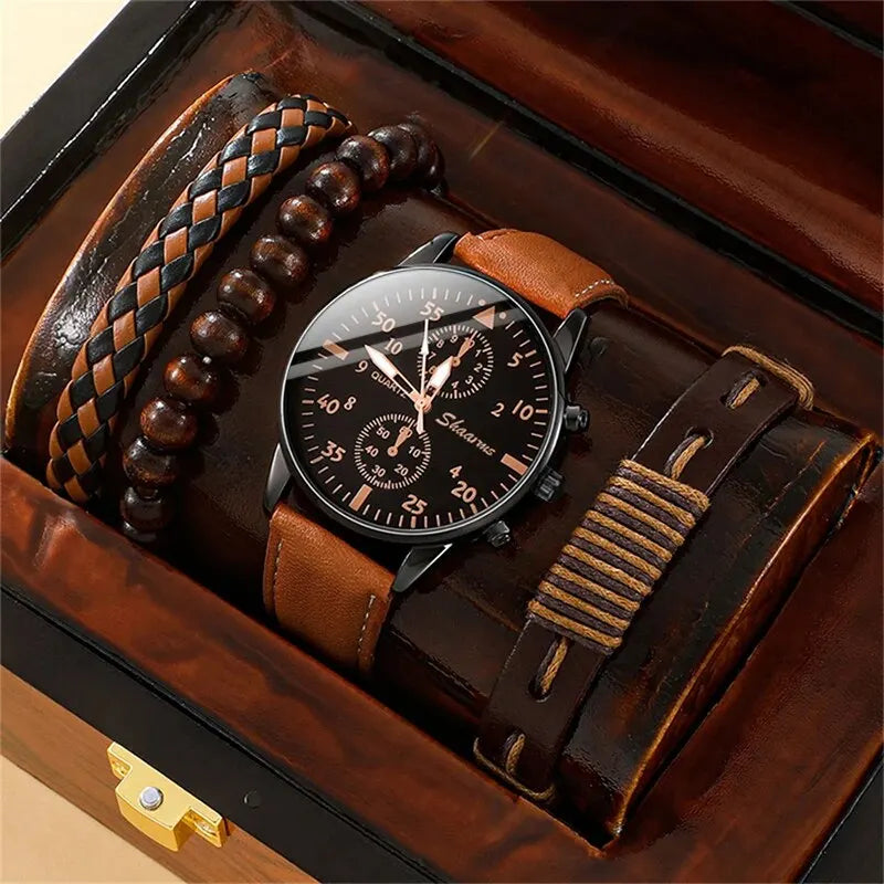 Novo conjunto de relógios masculinos de luxo, pulseiras