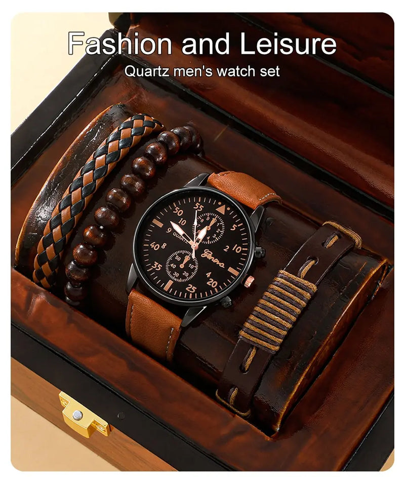 Novo conjunto de relógios masculinos de luxo, pulseiras