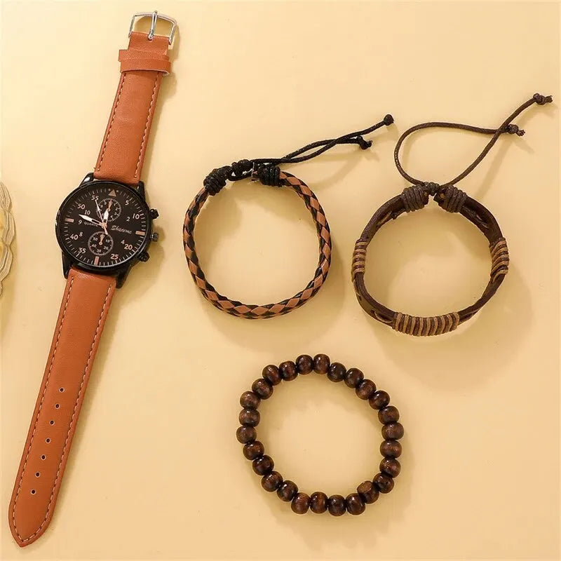 Novo conjunto de relógios masculinos de luxo, pulseiras
