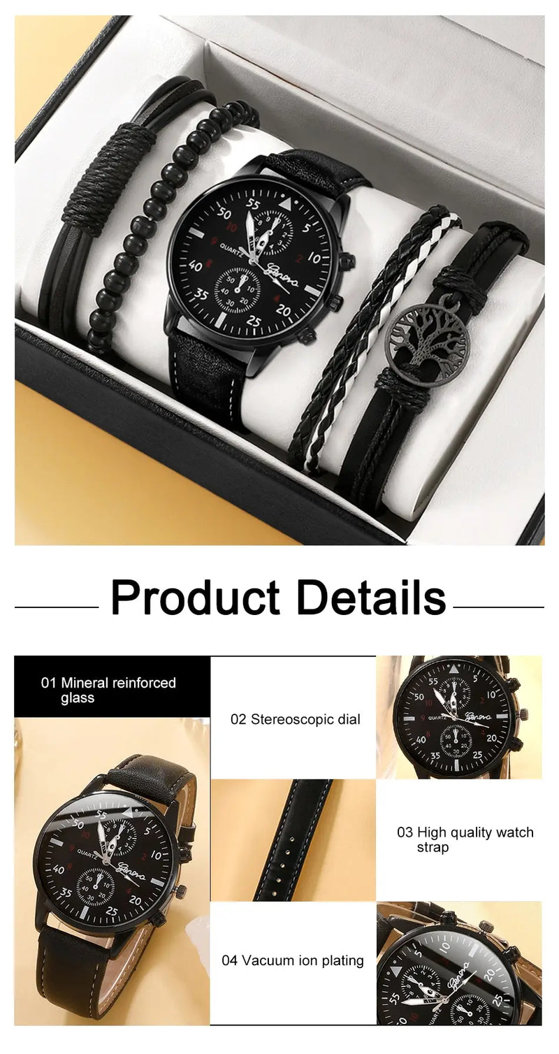 Novo conjunto de relógios masculinos de luxo, pulseiras